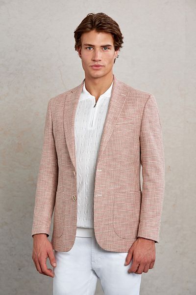 Hatemoğlu Tile Comfort Fit Patterned Mono Collar Casual Jacket
