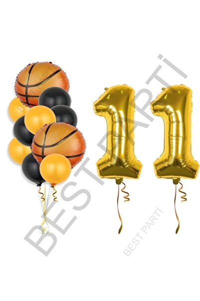 BEST PARTİ DOĞUM GÜNÜ PARTİ SÜSLERİ Gold Renk Rakam Basketbol Topu Folyo ve L...