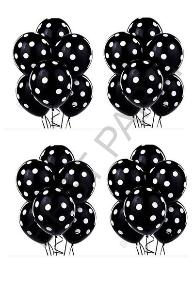 BEST PARTİ DOĞUM GÜNÜ PARTİ SÜSLERİ Black and White Polka Dot Balloon 20 Pieces