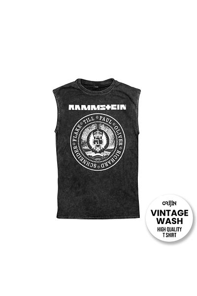 Orijin Tekstil Rammstein Front Back Printed Washed Vintage Sleeveless Tshirt Undershirt