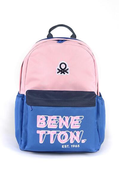United Colors of Benetton حقيبة ظهر للمدرسة الابتدائية ذات مقصورة مزدوجة للأط...