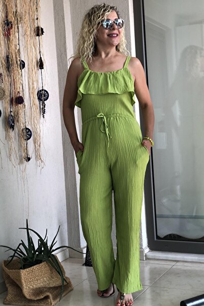 Dila Butik Yakası Volanlı Askılı Tulum