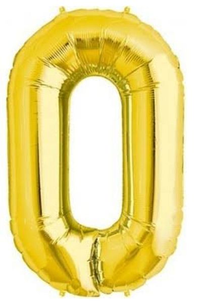 ikm balon 0 NUMBER FOIL BALLOON GOLD COLOR 36 CM