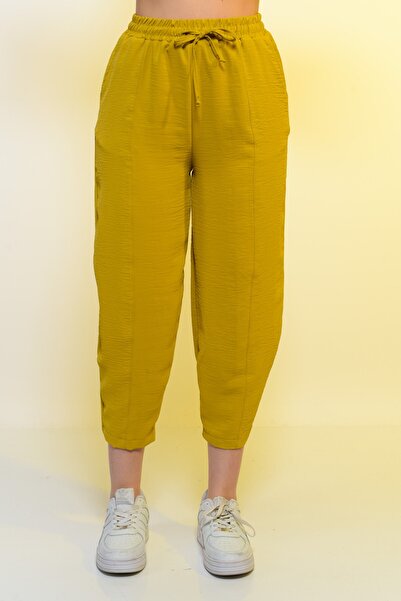 SAUNA SUIT Basic Pantolon Slouchy Model Rahat Kalıp Keten Görünümlü Pantolon ...