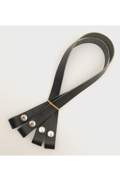 angel çanta aksesuar Handle Black - Real Leather Snap Bag with Silver Metal
