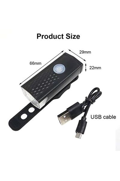 KocatepeBikeShop Su Geçirmez Usb Şarj Led Bisiklet Scooter Ön Far Lamba Işık Bisiklet Far BL-04