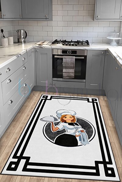 Bebişim Halı Kadın Şef Kitchen Desenli Mutfak Halısı