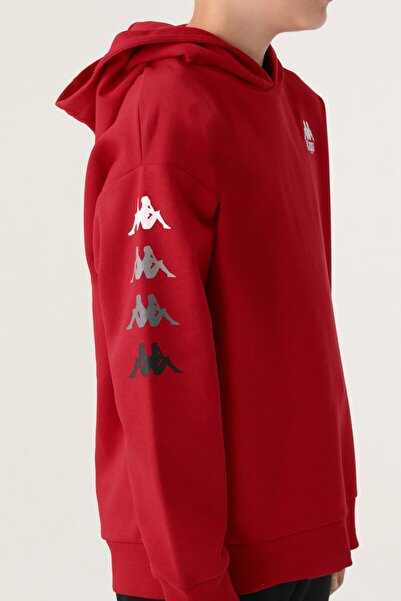 Kappa Red Sleeve Print Detail Hooded Boy's Sweatshirt