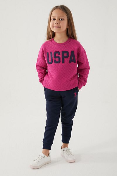 U.S. Polo Assn. Set de trening pentru fete US Polo Assn Nature Pink