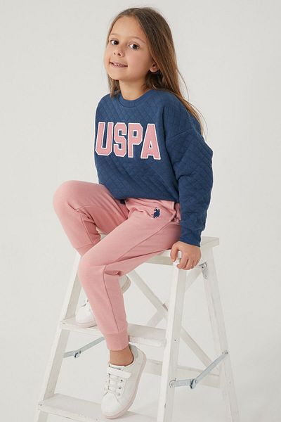 U.S. Polo Assn. Σετ καρό μπλε κοριτσίστικη φόρμα