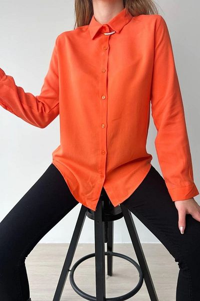 NARKISS Orange Silky Textured Regular Fit Shirt