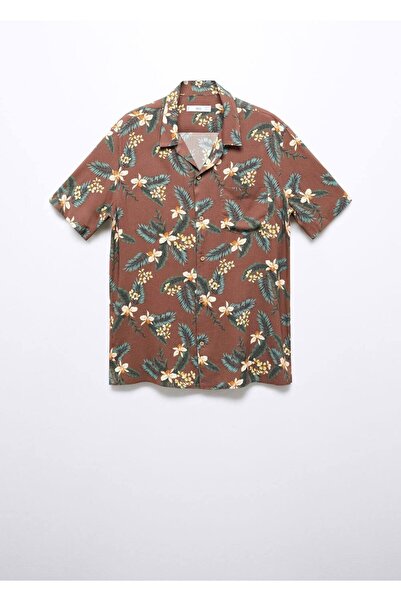 MANGO Man Hawaii desenli normal kesim gömlek