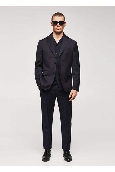 MANGO Man Slim Fit kalhoty ze střižní vlny