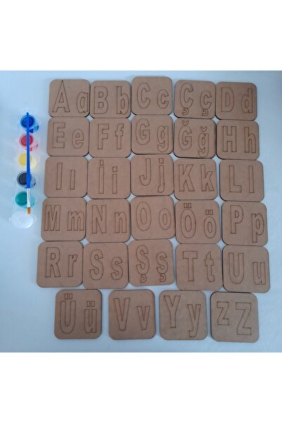 Ebrulisler Türkçe Alfabe Ahşap Oyuncak Boyama Aktivite Etkinlik Sanat Eğitici...