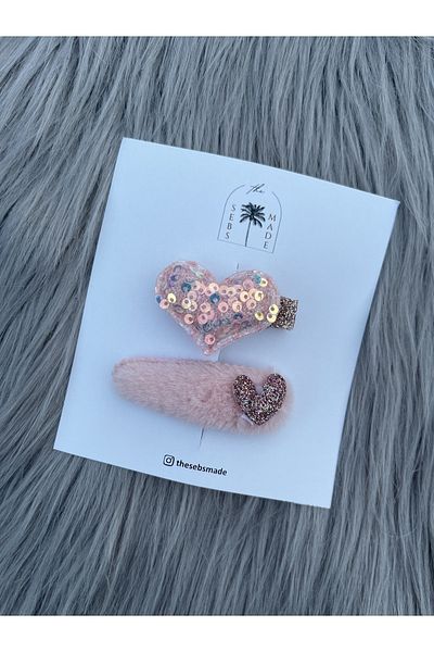 SEBSMADE Glitter Heart Clip Buckle Set