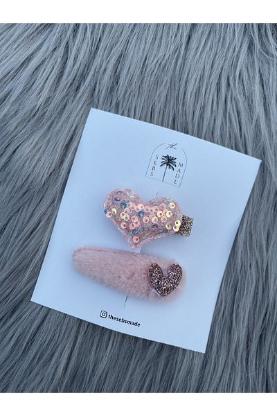 SEBSMADE Glitter Heart Clip Buckle Set