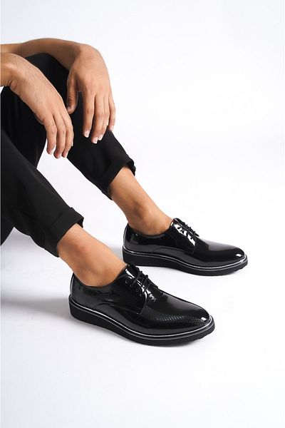 Weynes Men's Patent Leather Pattern Lace-up Casual Shoes WSB0522