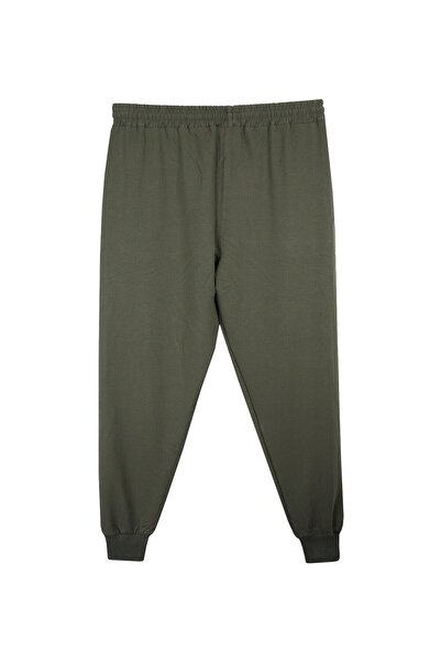 marufshop Men's Large Size Tracksuit Bottom 2 Thread Khaki Ribbed