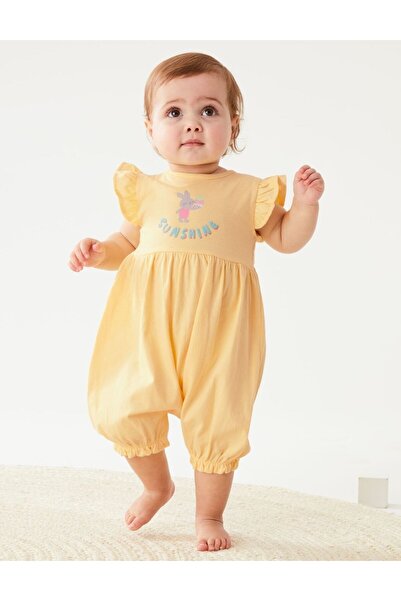 Marks & Spencer Saf Pamuklu Tavşan Desenli Tulum (0-3 Yaş)