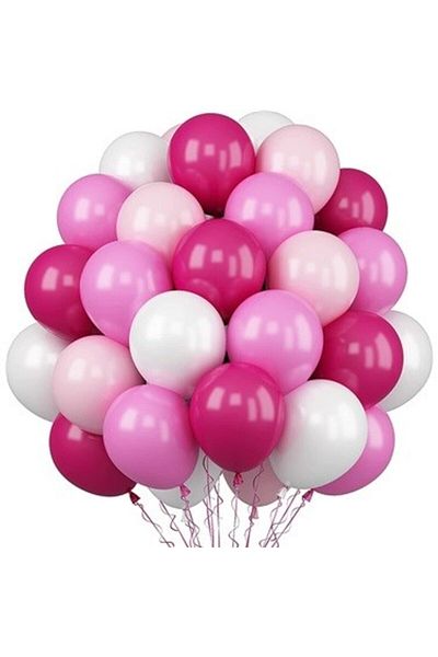 Parti Furyası Fuchsia White Pink Shades 30 Pieces Balloon Set Party Decoration