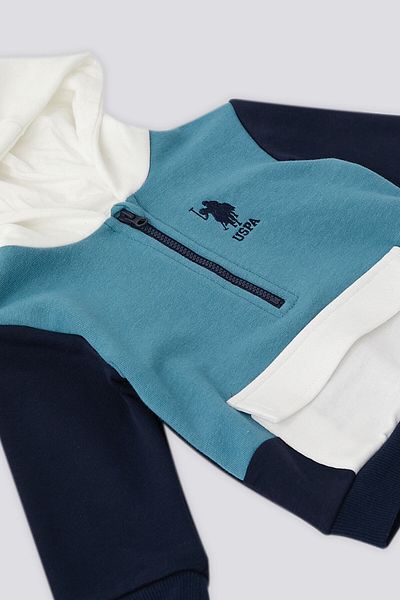 U.S. Polo Assn. مجموعة أطفال مكونة من قطعتين بغطاء للرأس وياقة بسحاب من U.S. Polo Assn