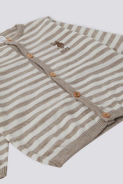 U.S. Polo Assn. U.S. Polo Assn Beige Buttoned Baby Baby Cardigan