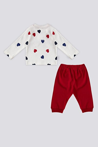 U.S. Polo Assn. U.S. Polo Assn Ekru Kalp Desen Çıtçıtlı Yaka Bebek 2 Li Takım