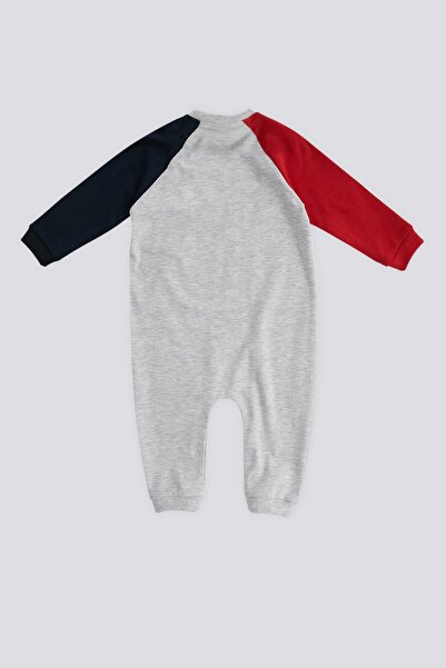 U.S. Polo Assn. U.S. Polo Assn Snow Melange Garnished Sleeve Detail Baby Jumpsuit