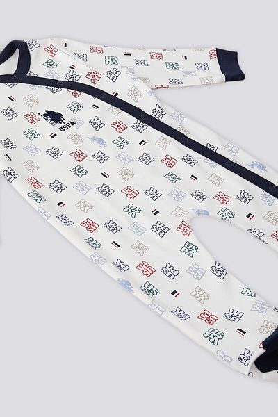 U.S. Polo Assn. ثوب فضفاض للأطفال بتفاصيل منقوشة باللون الأزرق الداكن