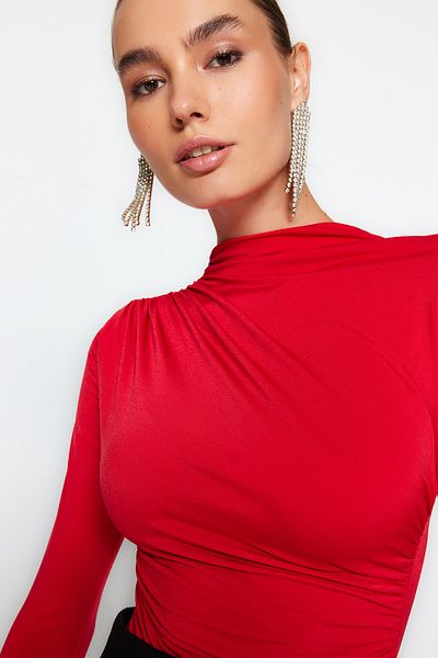 Trendyol Collection Piros karosszéria ülőgallér, részletes karosszéria TPRAW24BD00008