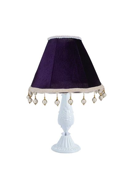 Dekovien White Metal Leg - Purple Velvet Vintage Lampshade AB07464