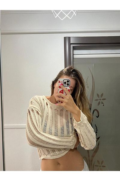 Touz Pulover oversize tricotaj de culoare crem