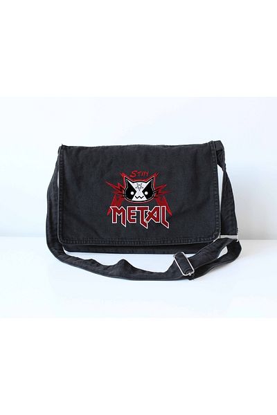 DEEFWEAR Geantă Messenger din Denim Imprimată Metallica