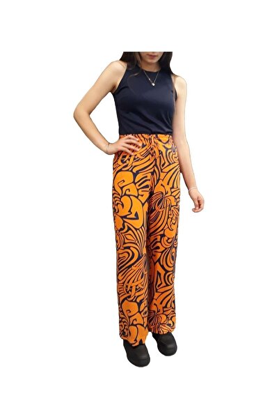 HNS Помаранчеві штани з широкими штанинами та еластичним поясом з малюнком Марікіта - ST05097-L