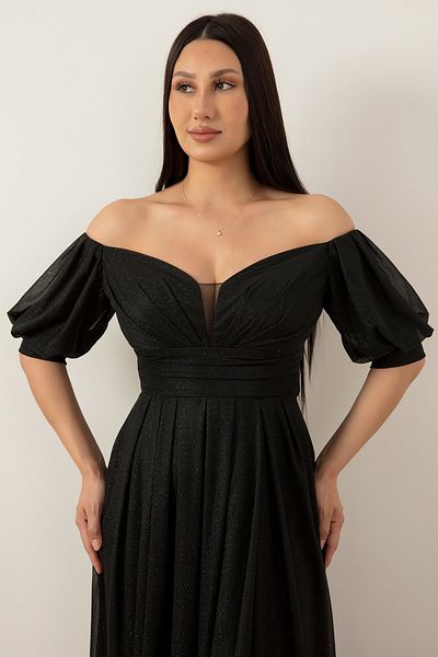 PULLIMM Waist Chest Pleated Long Tulle Evening Dress 39642