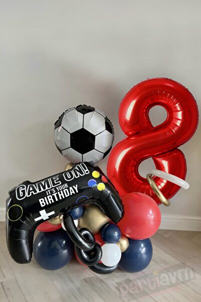 PARTİAVM Futbol Temalı Balon Seti Soccer Konsept Futbol Topu Rakam Balon Seçe...
