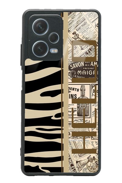 Spoyi Xiaomi Redmi Note 12 Pro 5g Zebra Newspaper Design Glossy Phone Case