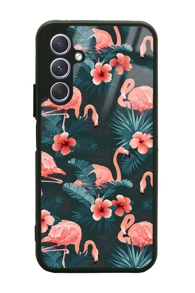 Spoyi Samsung A24 Compatible Flamingo Leaf Design Glossy Phone Case