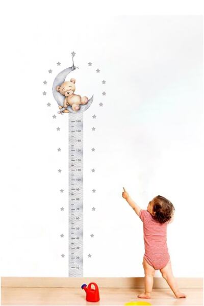 efekt reklam Uykucu Ayıcık Boy Ölçer Çocuk Odası Duvar Kağıdı Aksesuarları Sü...