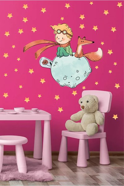 efekt reklam Colorful Children and Stars Children's Baby Room Wall Sticker Decoration Adhesive Sticker Set