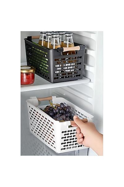 zisayt 2 τεμάχια πολλαπλών χρήσεων Ξύλινη λαβή Organizer Καλάθι με θήκη - Εσωτερική οργάνωση ντουλαπιών & συρταριών