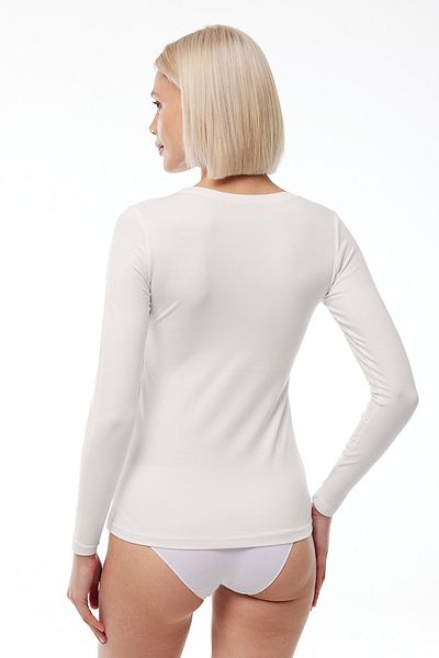 Malabadi Women's Ecru Open Collar Long Sleeve Bodysuit 1038