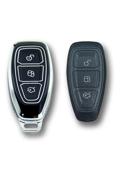 NADİR Ford 2010+ Smart Black-Silver Fiesta Kuga Focus Bmax Cmax Smax Key Case Without Waterproof Model