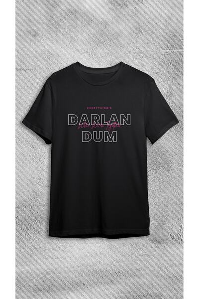 VİZYON İKRA طاقم الرقبة كاندي دارلاندوم تي شيرت أسود مطبوع