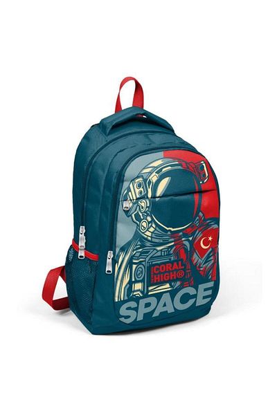 Coral High Kids Indigo Red Astronaut Patterned 3-Piece School Bag Set SET0114389