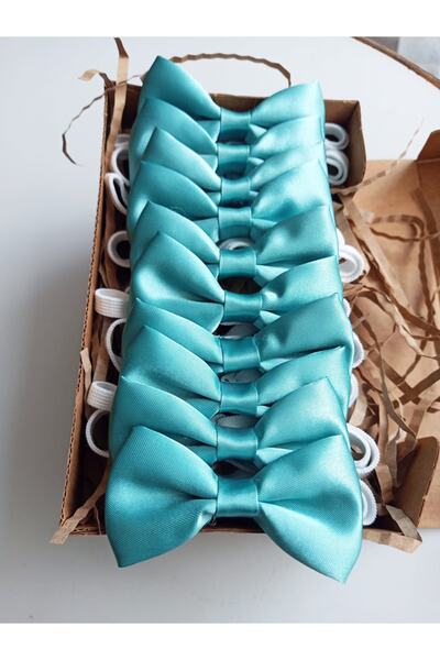 GallanD Aquagreen Children's Satin Birthday Wedding Special Day Practical Elastic Bow Tie 10 Pack