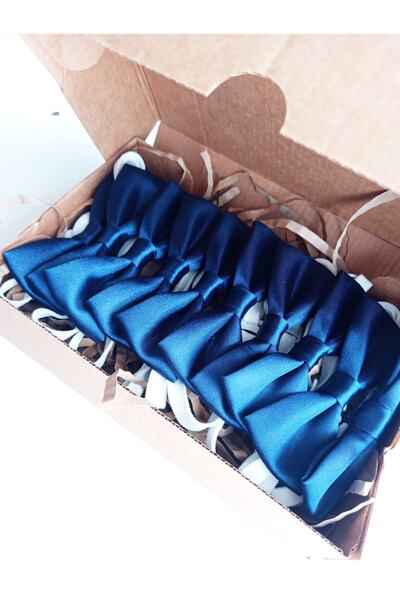 GallanD Navy Blue Children's Satin Birthday Wedding Special Day Practical Elastic Bow Tie 10 Pack