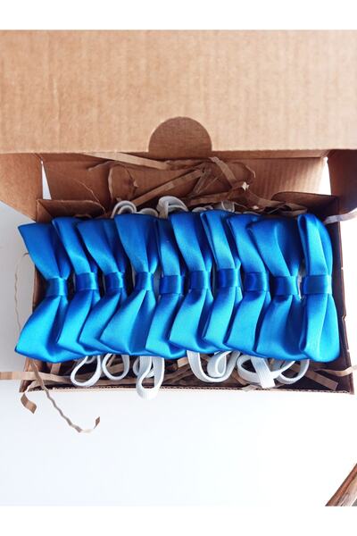 GallanD Saks Blue Children's Satin Birthday Wedding Special Day Practical Elastic Bow Tie 10 Pack