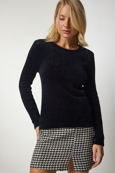 Happiness İstanbul Women's Black Bearded Basic Knit Sweater MX00116