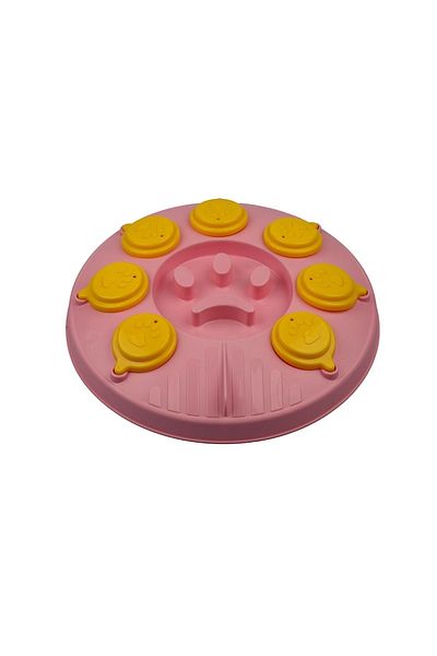 Glipet Cat Dog Puzzle and Slow Food Bowl Pink-Yellow